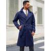 Runcati Mens Trench Coat Double Breasted Notched Lapel Casual Belted Windbreaker Fall Classic Long Jacket Overcoat(Navy)