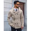 Runcati Mens Trench Coat Double Breasted Notched Lapel Jacket Casual Belted Windbreaker Overcoat(Apricot)