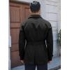 Runcati Mens Trench Coat Double Breasted Notched Lapel Jacket Casual Belted Windbreaker Overcoat(Black)
