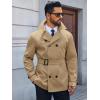 Runcati Mens Trench Coat Double Breasted Notched Lapel Jacket Casual Belted Windbreaker Overcoat(Khaki)