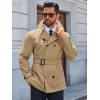 Runcati Mens Trench Coat Double Breasted Notched Lapel Jacket Casual Belted Windbreaker Overcoat(Khaki)