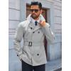 Runcati Mens Trench Coat Double Breasted Notched Lapel Jacket Casual Belted Windbreaker Overcoat(Light Grey)