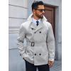 Runcati Mens Trench Coat Double Breasted Notched Lapel Jacket Casual Belted Windbreaker Overcoat(Light Grey)