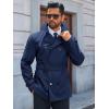 Runcati Mens Trench Coat Double Breasted Notched Lapel Jacket Casual Belted Windbreaker Overcoat(Navy)