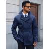 Runcati Mens Trench Coat Double Breasted Notched Lapel Jacket Casual Belted Windbreaker Overcoat(Navy)