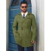 Runcati Men’s Trench Coat Double Breasted Notched Lapel Long Jacket Belted Windbreaker Casual Slim Fit Overcoat(Army Green)