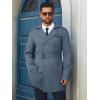 Runcati Men’s Trench Coat Double Breasted Notched Lapel Long Jacket Belted Windbreaker Casual Slim Fit Overcoat(Bluish Gray)