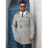 Runcati Men’s Trench Coat Double Breasted Notched Lapel Long Jacket Belted Windbreaker Casual Slim Fit Overcoat(Grey)
