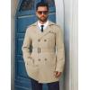 Runcati Men’s Trench Coat Double Breasted Notched Lapel Long Jacket Belted Windbreaker Casual Slim Fit Overcoat(Khaki)