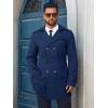 Runcati Men’s Trench Coat Double Breasted Notched Lapel Long Jacket Belted Windbreaker Casual Slim Fit Overcoat(Navy)
