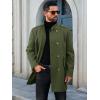 Runcati Mens Trench Coat Double Breasted Stand Collar Pea Coat Casual Fall Winter Warm Mid Long Overcoat(Army Green)