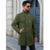 Runcati Mens Trench Coat Double Breasted Stand Collar Pea Coat Casual Fall Winter Warm Mid Long Overcoat(Army Green)