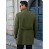 Runcati Mens Trench Coat Double Breasted Stand Collar Pea Coat Casual Fall Winter Warm Mid Long Overcoat(Army Green)