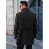 Runcati Mens Trench Coat Double Breasted Stand Collar Pea Coat Casual Fall Winter Warm Mid Long Overcoat(Black)