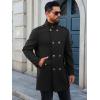 Runcati Mens Trench Coat Double Breasted Stand Collar Pea Coat Casual Fall Winter Warm Mid Long Overcoat(Black)