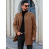 Runcati Mens Trench Coat Double Breasted Stand Collar Pea Coat Casual Fall Winter Warm Mid Long Overcoat(Brown)