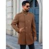 Runcati Mens Trench Coat Double Breasted Stand Collar Pea Coat Casual Fall Winter Warm Mid Long Overcoat(Brown)