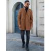 Runcati Mens Trench Coat Double Breasted Stand Collar Pea Coat Casual Fall Winter Warm Mid Long Overcoat(Brown)