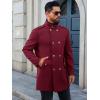Runcati Mens Trench Coat Double Breasted Stand Collar Pea Coat Casual Fall Winter Warm Mid Long Overcoat(Burgundy)