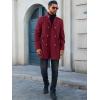 Runcati Mens Trench Coat Double Breasted Stand Collar Pea Coat Casual Fall Winter Warm Mid Long Overcoat(Burgundy)