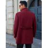 Runcati Mens Trench Coat Double Breasted Stand Collar Pea Coat Casual Fall Winter Warm Mid Long Overcoat(Burgundy)