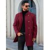 Runcati Mens Trench Coat Double Breasted Stand Collar Pea Coat Casual Fall Winter Warm Mid Long Overcoat(Burgundy)