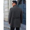 Runcati Mens Trench Coat Double Breasted Stand Collar Pea Coat Casual Fall Winter Warm Mid Long Overcoat(Dark Grey)