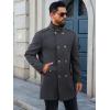 Runcati Mens Trench Coat Double Breasted Stand Collar Pea Coat Casual Fall Winter Warm Mid Long Overcoat(Dark Grey)