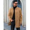 Runcati Mens Trench Coat Double Breasted Stand Collar Pea Coat Casual Fall Winter Warm Mid Long Overcoat(Khaki)