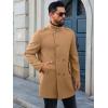 Runcati Mens Trench Coat Double Breasted Stand Collar Pea Coat Casual Fall Winter Warm Mid Long Overcoat(Khaki)
