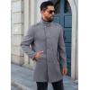 Runcati Mens Trench Coat Double Breasted Stand Collar Pea Coat Casual Fall Winter Warm Mid Long Overcoat(Light Grey)