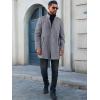 Runcati Mens Trench Coat Double Breasted Stand Collar Pea Coat Casual Fall Winter Warm Mid Long Overcoat(Light Grey)