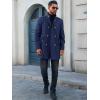 Runcati Mens Trench Coat Double Breasted Stand Collar Pea Coat Casual Fall Winter Warm Mid Long Overcoat(Navy Blue)