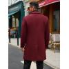 Runcati Mens Trench Coat Notched Lapel Double Breasted Mid Long Pea Coat Casual Fall Winter Classic Overcoat(Burgundy)