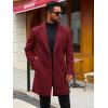 Runcati Mens Trench Coat Notched Lapel Double Breasted Mid Long Pea Coat Casual Fall Winter Classic Overcoat(Burgundy)