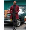 Runcati Mens Trench Coat Notched Lapel Double Breasted Mid Long Pea Coat Casual Fall Winter Classic Overcoat(Burgundy)