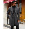 Runcati Mens Trench Coat Notched Lapel Double Breasted Mid Long Pea Coat Casual Fall Winter Classic Overcoat(Dark Grey)