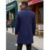 Runcati Mens Trench Coat Notched Lapel Double Breasted Mid Long Pea Coat Casual Fall Winter Classic Overcoat(Navy Blue)