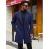 Runcati Mens Trench Coat Notched Lapel Double Breasted Mid Long Pea Coat Casual Fall Winter Classic Overcoat(Navy Blue)