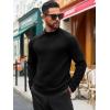 Runcati Mens Turtleneck Sweater Casual Knitted Pullover Raglan Sleeve Fall Winter Thermal Sweaters(Black)