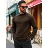 Runcati Mens Turtleneck Sweater Casual Knitted Pullover Raglan Sleeve Fall Winter Thermal Sweaters(Brown)