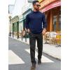 Runcati Mens Turtleneck Sweater Casual Knitted Pullover Raglan Sleeve Fall Winter Thermal Sweaters(Navy)