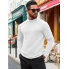 Runcati Mens Turtleneck Sweater Casual Knitted Pullover Raglan Sleeve Fall Winter Thermal Sweaters(White)
