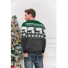 Runcati Mens Ugly Christmas Sweater Pullover Long Sleeve Reindeer Snowflake Soft Knitted Sweaters(Green)
