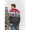 Runcati Mens Ugly Christmas Sweater Pullover Long Sleeve Reindeer Snowflake Soft Knitted Sweaters(Red)