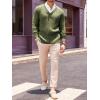 Runcati Mens V Neck Sweater Cable Knit Long Sleeve Casual Ribbed Twisted Pullover Sweaters(Army Green)