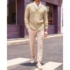 Runcati Mens V Neck Sweater Cable Knit Long Sleeve Casual Ribbed Twisted Pullover Sweaters(Beige)