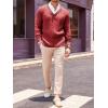 Runcati Mens V Neck Sweater Cable Knit Long Sleeve Casual Ribbed Twisted Pullover Sweaters(Burgundy)
