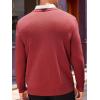 Runcati Mens V Neck Sweater Cable Knit Long Sleeve Casual Ribbed Twisted Pullover Sweaters(Burgundy)