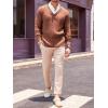 Runcati Mens V Neck Sweater Cable Knit Long Sleeve Casual Ribbed Twisted Pullover Sweaters(Coffee)